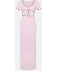 Self-Portrait - Crystal-Embellished Crepe Gown - Lyst