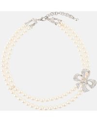 Alessandra Rich - Crystal-embellished Faux Pearl Necklace - Lyst