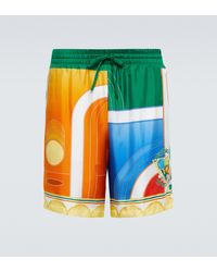 CASABLANCA - Bedruckte Shorts aus Seide - Lyst