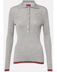 Gucci - Polopullover Web Stripe Aus Kaschmir Und Seide - Lyst