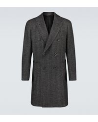 Thom Sweeney Zweireihiger Mantel aus Wolle - Grau