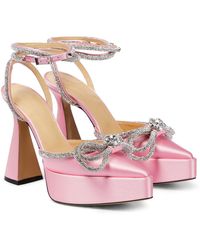 Damen Schuhe Absätze Schuhe mit flachen und mittelhohen Absätzen Mach & Mach Plateau-Pumps Double Bow aus Satin in Pink 