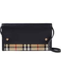 Burberry Vintage Check Canvas And Leather Phone Pouch - Natural
