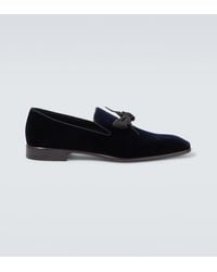 Christian Louboutin - December First Bow-Detail Velvet Loafers - Lyst