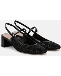 Gianvito Rossi - Leather-Trimmed Slingback Pumps - Lyst