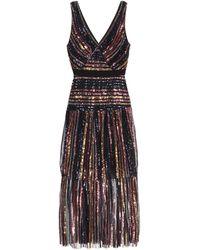 Self-Portrait Midi-Kleid mit Pailletten - Schwarz