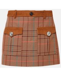 Area - Checked Wool-Blend Miniskirt - Lyst