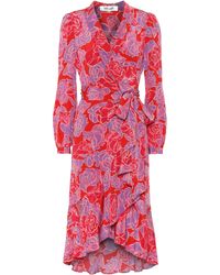 Diane von Furstenberg Exclusivo en Mytheresa – vestido midi Carla Two de seda floral - Rosa