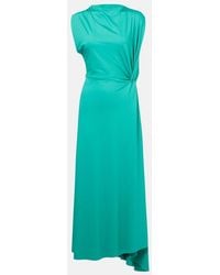 Victoria Beckham - Asymmetric Gathered Jersey Midi Dress - Lyst