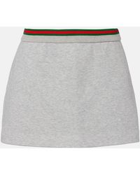 Gucci - Web Stripe Cotton-Blend Jersey Miniskirt - Lyst