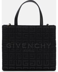 Givenchy - Sac À Main En Toile Jacquard À Finitions En Cuir G-tote Mini - Lyst