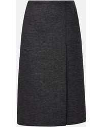 Prada - Virgin Wool Midi Skirt - Lyst