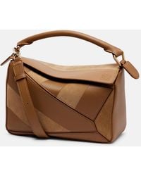 Loewe - Puzzle Small Leather And Suede Top-Handle Bag - Lyst
