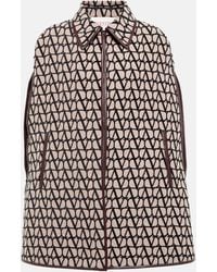 Valentino - Toile Iconographe Leather-trimmed Cape - Lyst