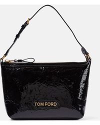 Tom Ford Label Mini Raffia-effect Shoulder Bag in Metallic | Lyst