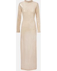 Adriana Degreas - Sequined Sheer Maxi Dress - Lyst