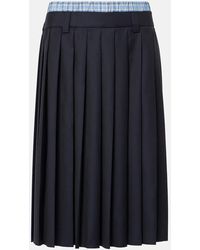 Miu Miu - Pleated Wool Midi Skirt - Lyst