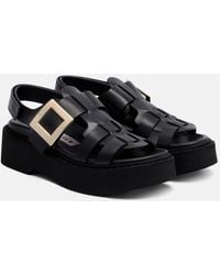 Roger Vivier - Viv' Rangers Leather Platform Sandals - Lyst