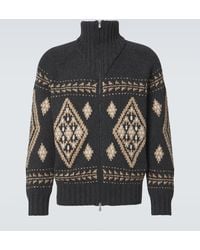 Brunello Cucinelli - Cashmere Jacquard Zip-Up Cardigan - Lyst