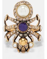 McQueen - Ring Spider Mit Kristallen Und Zierperlen - Lyst