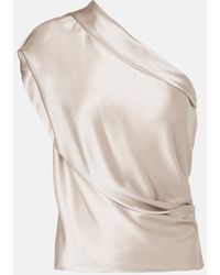 The Sei - Asymmetric Silk Satin Top - Lyst