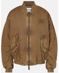 Miu Miu - Bomberjacke Aus Baumwoll-Gabardine - Lyst