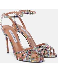 Aquazzura - Sandalen Tequila 105 Aus Leder Mit Kristallen - Lyst