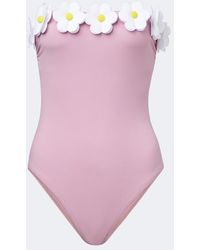 Karla Colletto - Juliet Floral-Applique Bandeau Swimsuit - Lyst