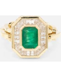 SHAY - Halo Mini 18kt Gold Ring With Emerald And Diamonds - Lyst