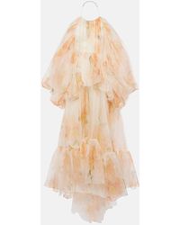 Zimmermann - Natura Floral Silk Organza Midi Dress - Lyst