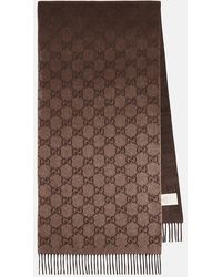 Gucci - GG Jacquard Fringed Cashmere Scarf - Lyst