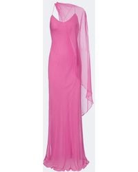 The Sei - Robe Longue En Soie A Cape - Lyst