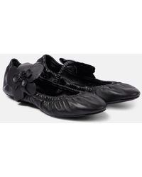 Zimmermann - Orchid Floral-Applique Leather Mary Jane Flats - Lyst