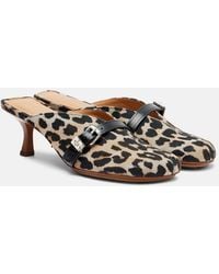 Ganni - Sue Printed Denim Mules - Lyst