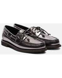 Brunello Cucinelli - Monili Metallic Leather Boat Shoes - Lyst
