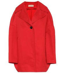 Marni Giacca oversize in drill di cotone e lino - Rosso