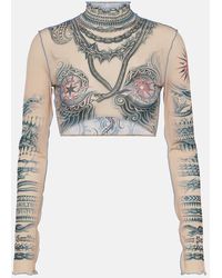 Jean Paul Gaultier - Tattoo Collection Printed Crop Top - Lyst