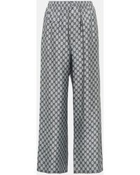 Gucci - Gg Silk Twill Wide-Leg Pants - Lyst