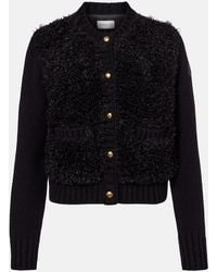 Moncler - Cardigan Aus Wolle Und Teddyfleece - Lyst