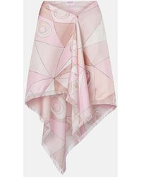 PUCCI - Occhi Silk Twill Midi Skirt - Lyst