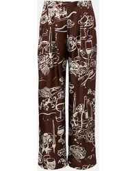 Asceno - Isola Printed Silk Twill Wide-Leg Pants - Lyst
