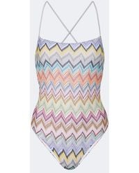 Missoni - Badeanzug Zigzag Aus Haekelstrick - Lyst
