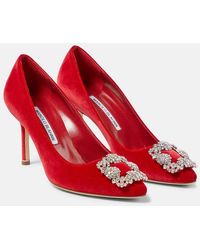 Manolo Blahnik - Hangisi Velvet Pumps - Lyst