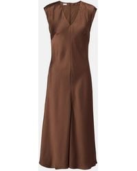 Brunello Cucinelli - Monili Satin Midi Dress - Lyst