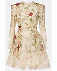 Zimmermann - Hypnotic Silk Linen Lace Trim Mini Dress - Lyst