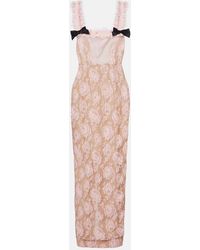 Alessandra Rich - Ruffled Cotton-Blend Lace Maxi Dress - Lyst