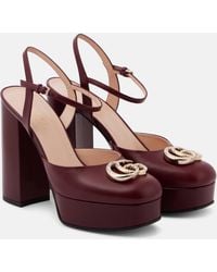 Gucci - Double G Leather Platform Pumps - Lyst