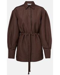 Max Mara - Affari Belted Linen And Silk Shirt - Lyst