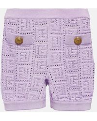 Balmain - Shorts Monogram Aus Strick - Lyst