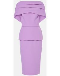 Safiyaa - Loura Draped Peplum Crepe Midi Dress - Lyst